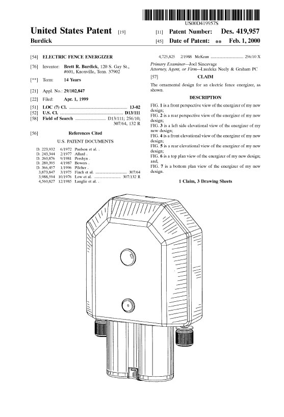 Patent Electric Fence Energizer