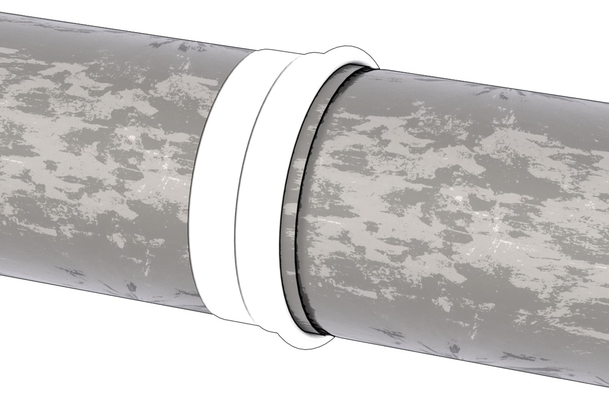 Silicone duct band - rolled back, metal ducts inserted