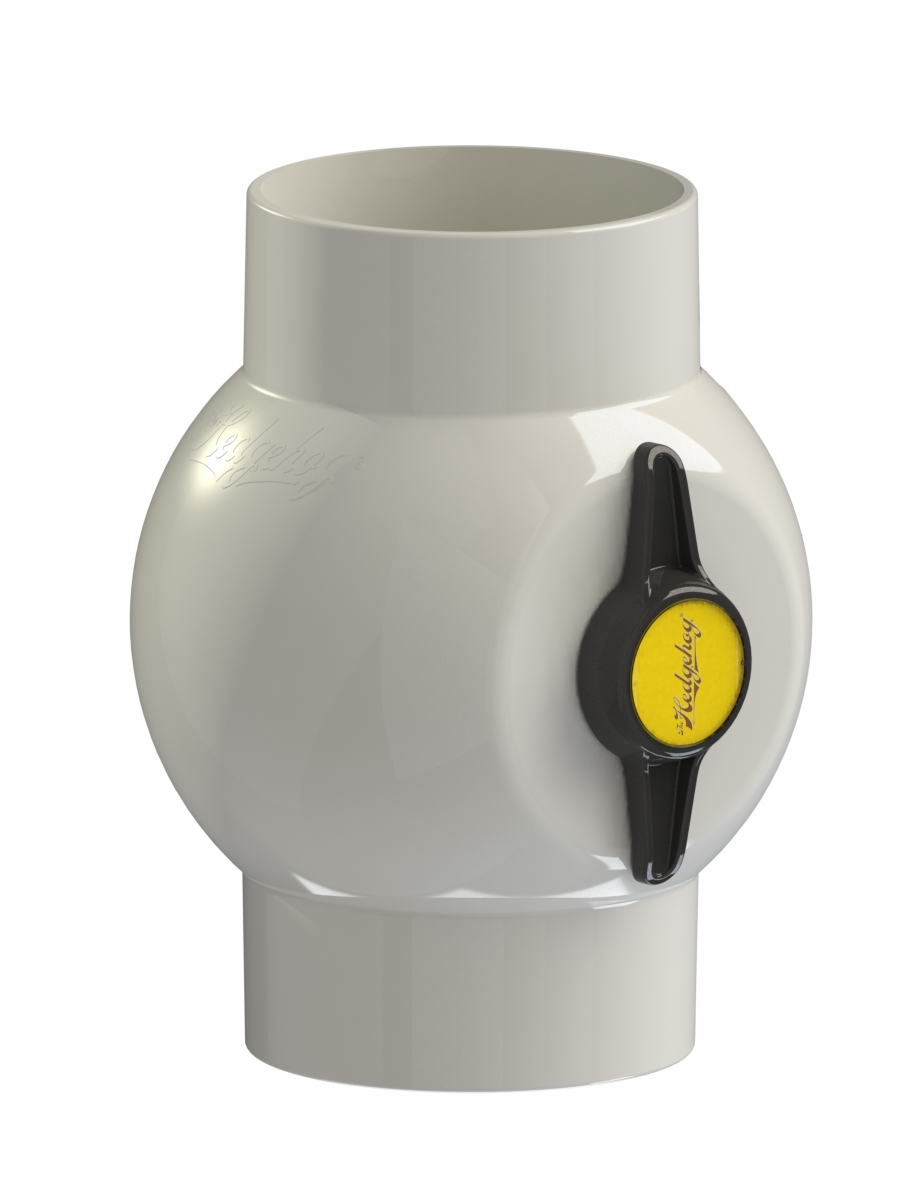 DC-100 Ball Valve for 4-inch metal ducts - shown in open position