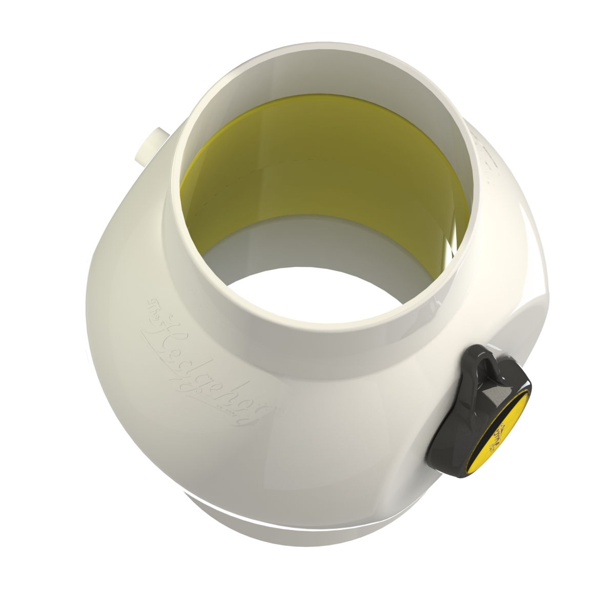DC-100 Ball Valve for 4-inch metal ducts - shown in open position, top view